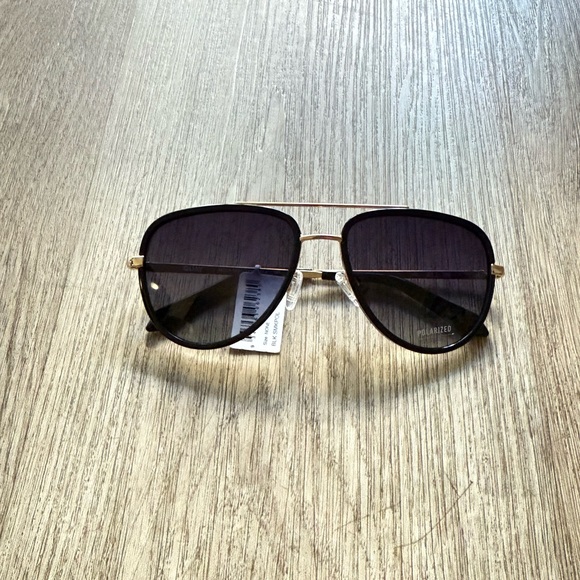 quay australia all in black & gold polarized aviator sunglasses eyewear NEW - Picture 1 of 4